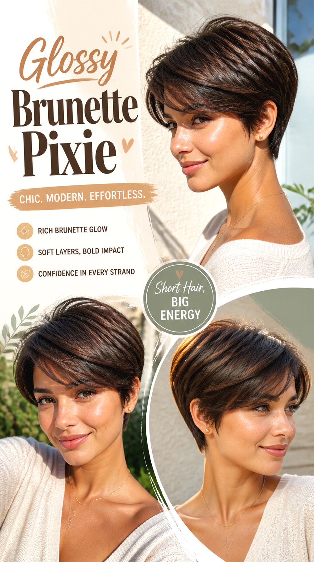 Glossy Brunette Pixie