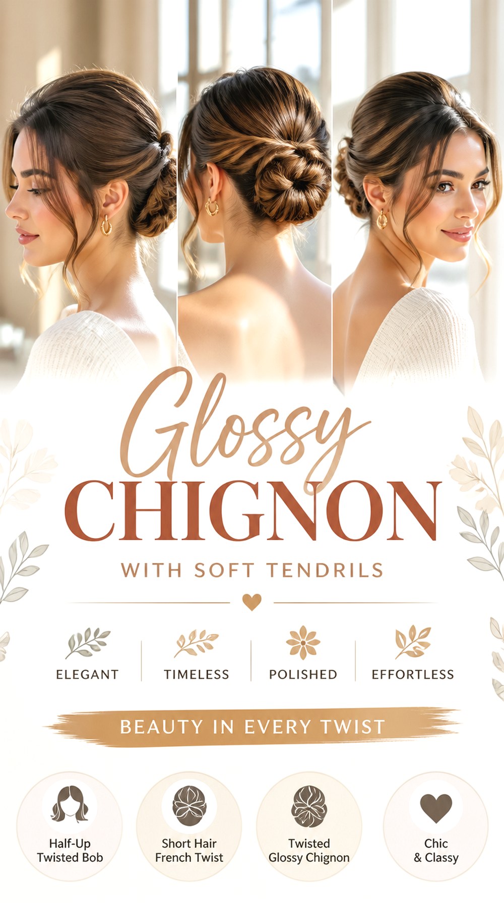 Glossy Chignon With Soft Tendrils