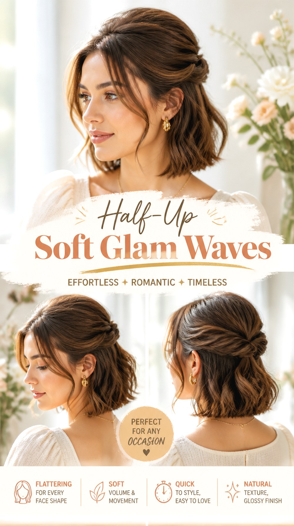 Half-Up Soft Glam Waves