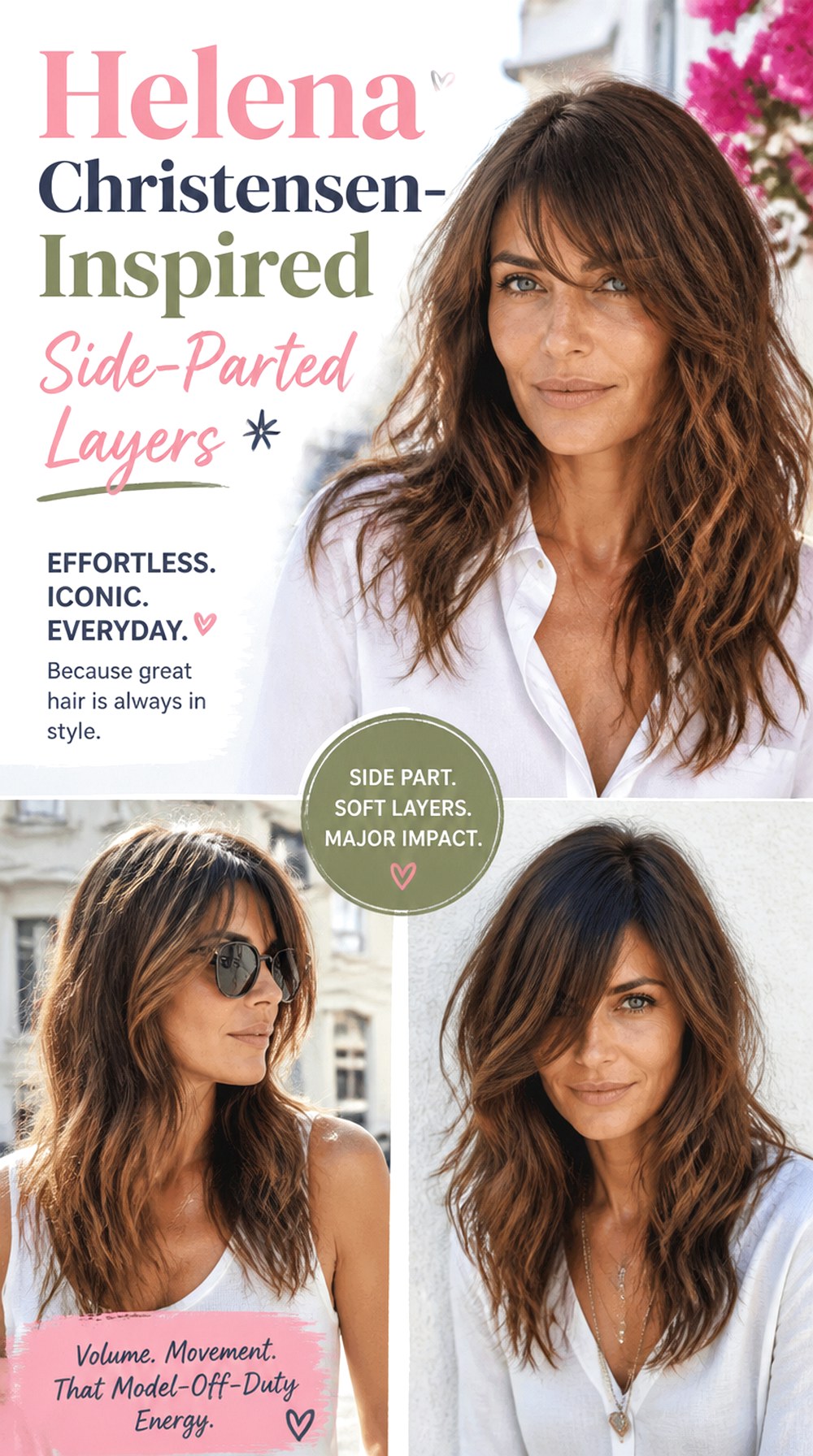 Helena Christensen-Inspired Side-Parted Layers