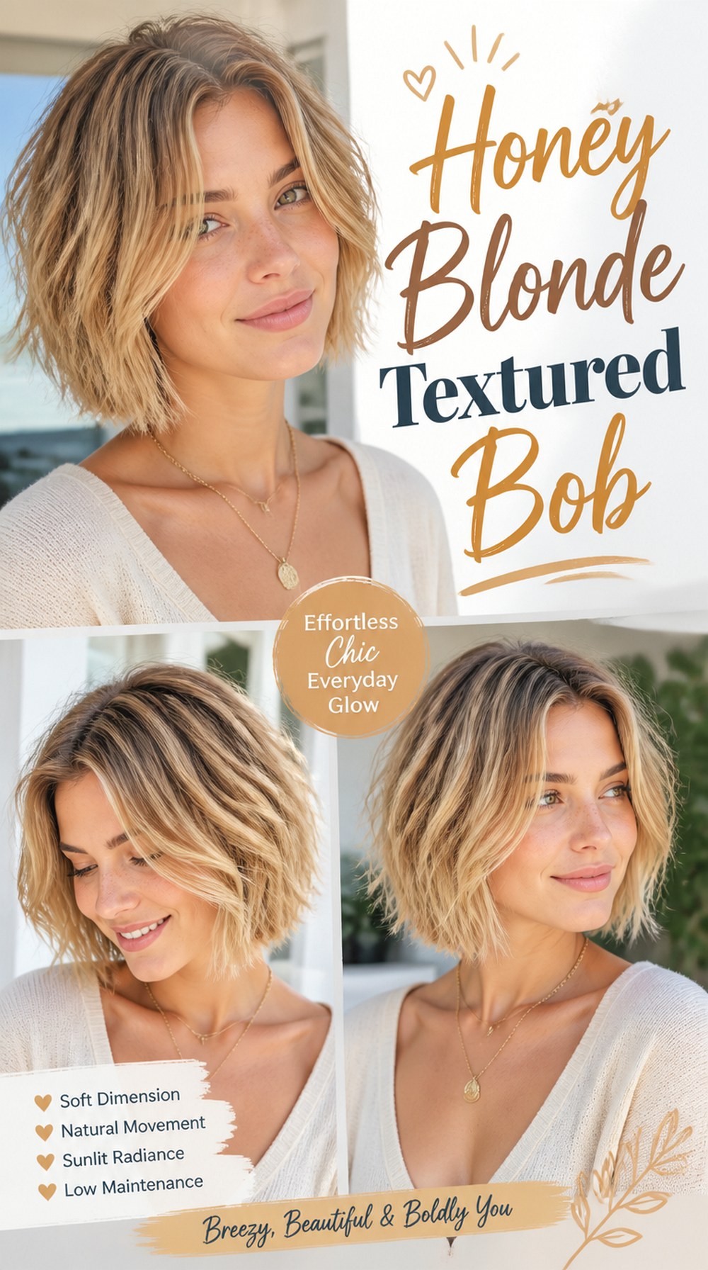 Honey Blonde Textured Bob