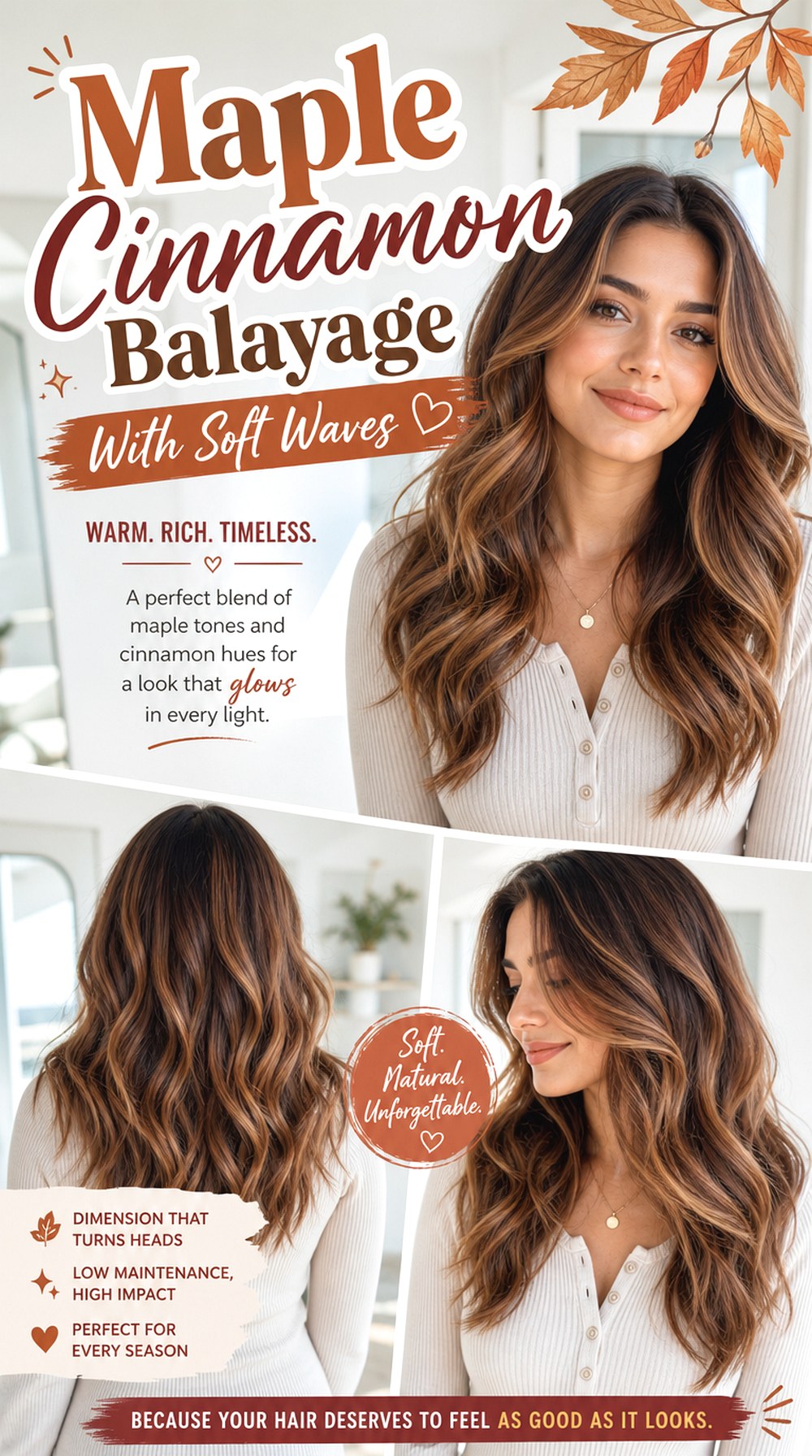 Maple Cinnamon Balayage With Soft Waves