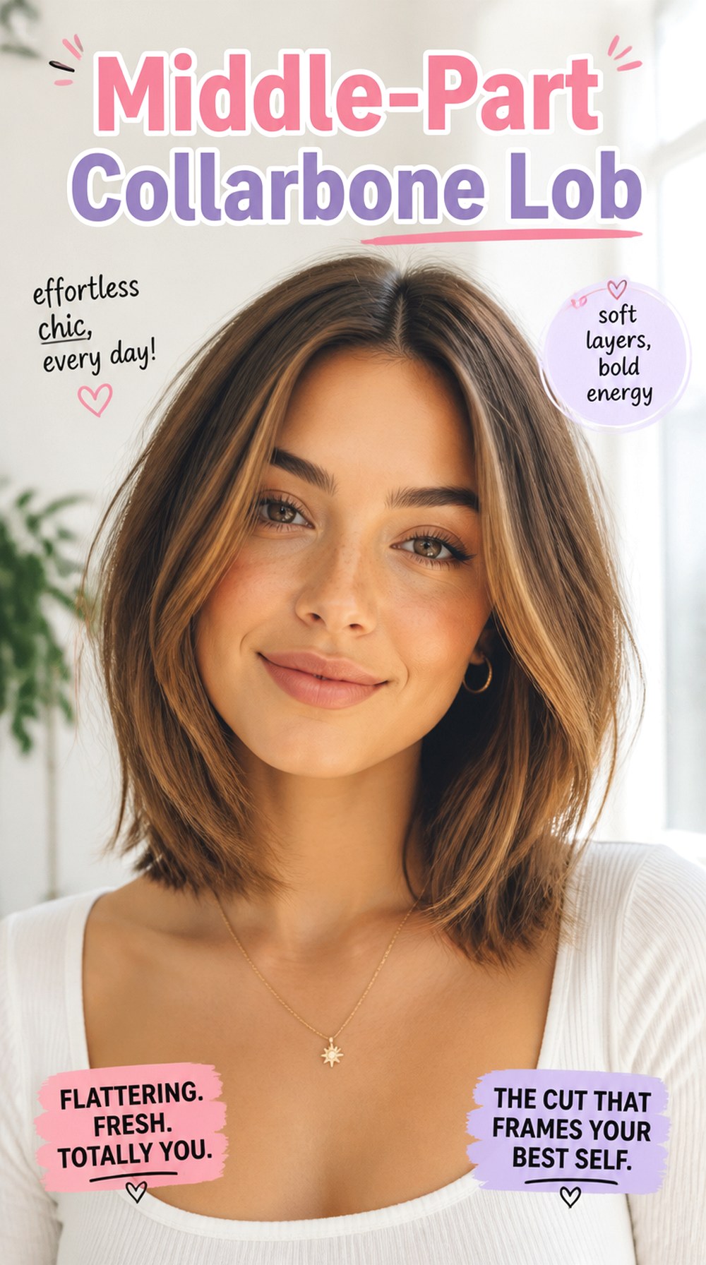 Middle-Part Collarbone Lob