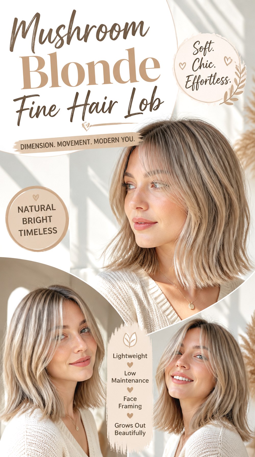 Mushroom Blonde Fine Hair Lob