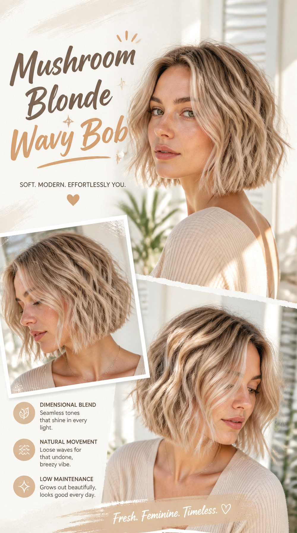 Mushroom Blonde Wavy Bob