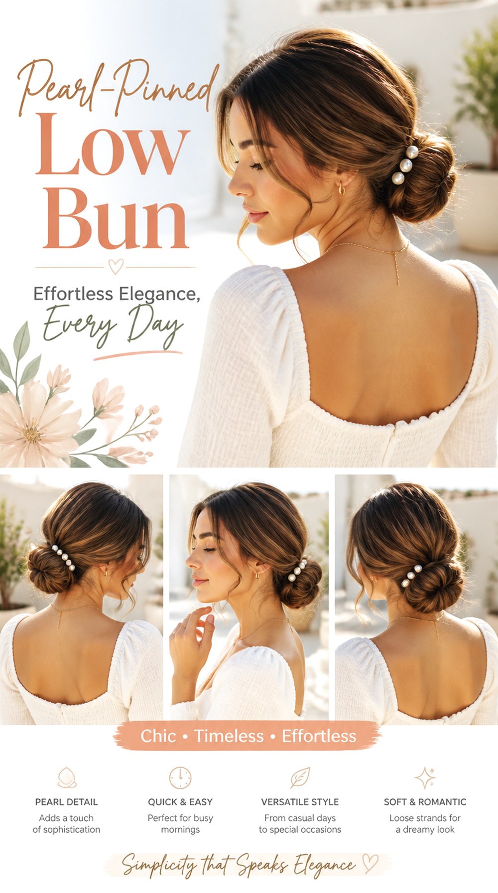 Pearl-Pinned Low Bun
