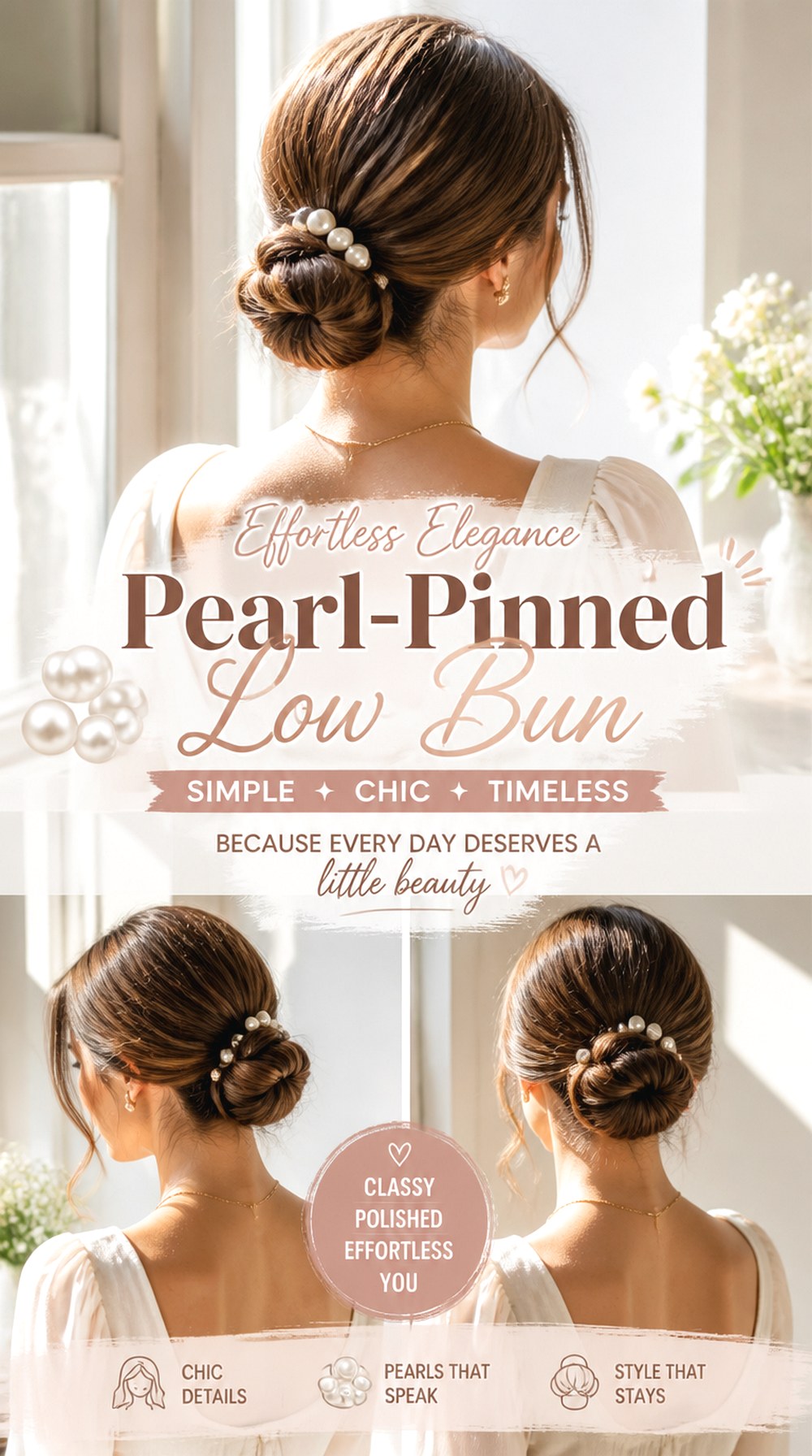 Pearl-Pinned Low Bun