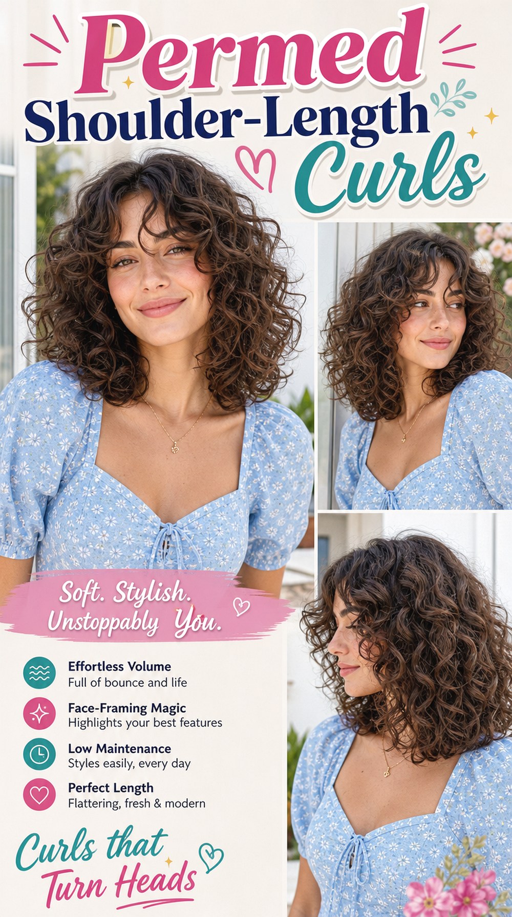Permed Shoulder-Length Curls