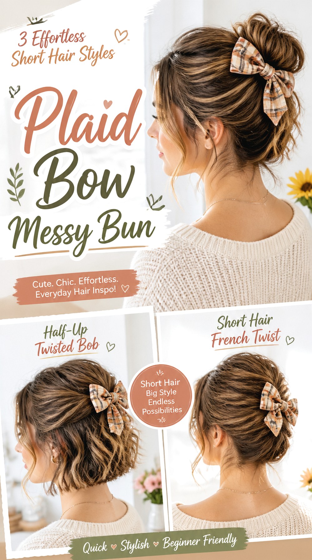 Plaid Bow Messy Bun