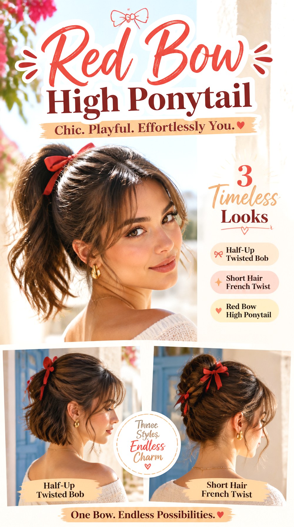 Red Bow High Ponytail