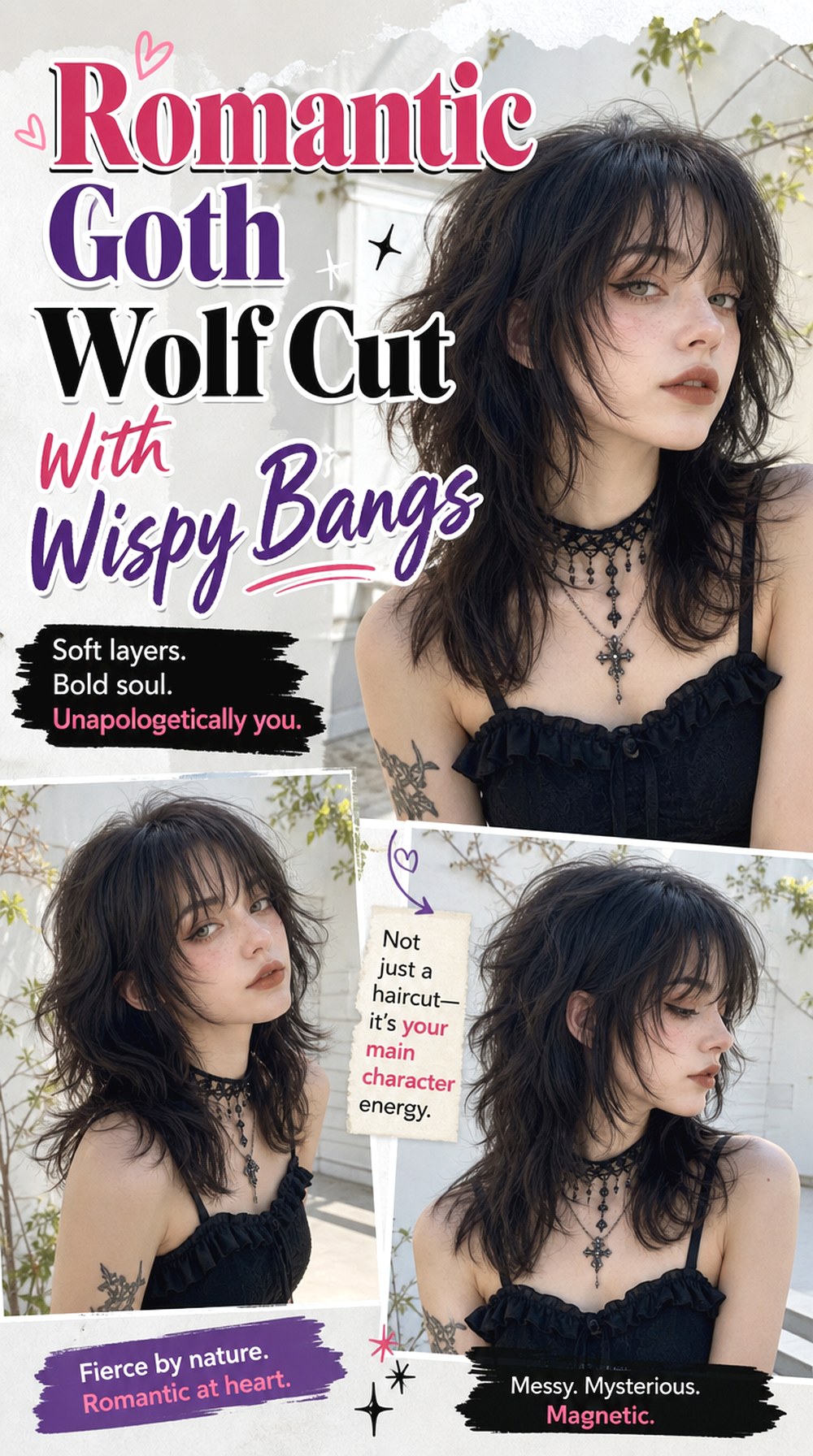 Romantic Goth Wolf Cut With Wispy Bangs