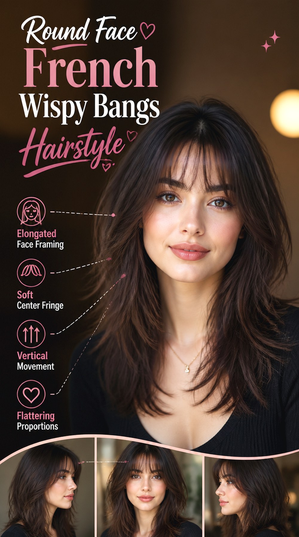 Round Face French Wispy Bangs