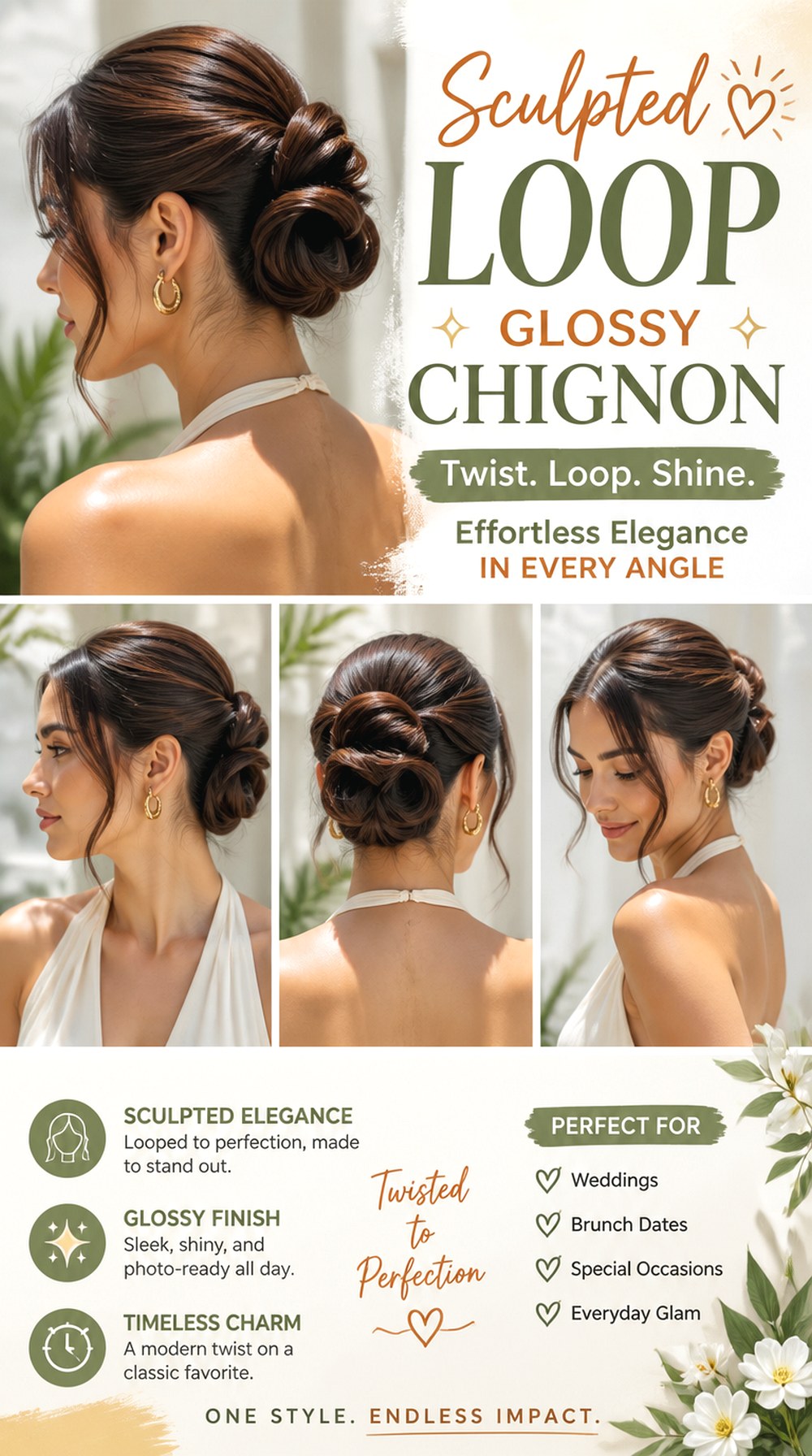Sculpted Loop Glossy Chignon