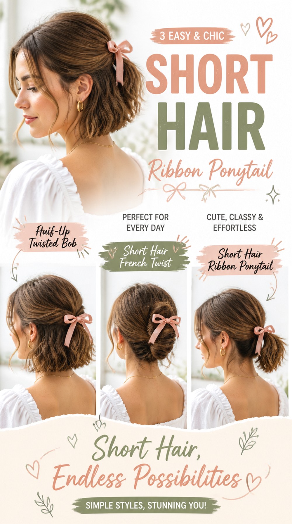 Short Hair Ribbon Ponytail