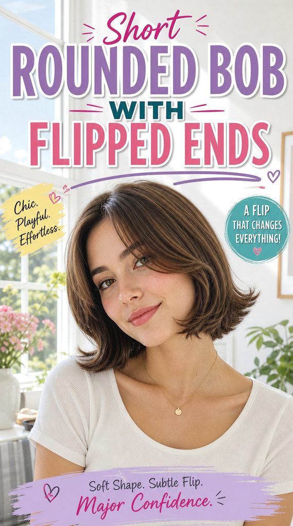 Short Rounded Bob With Flipped Ends