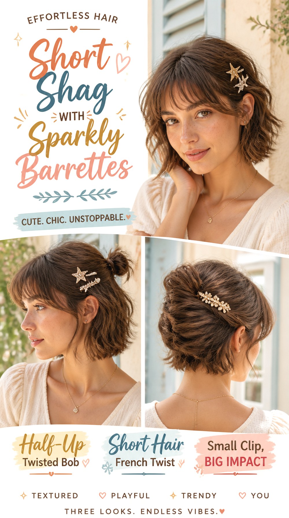 Short Shag With Sparkly Barrettes