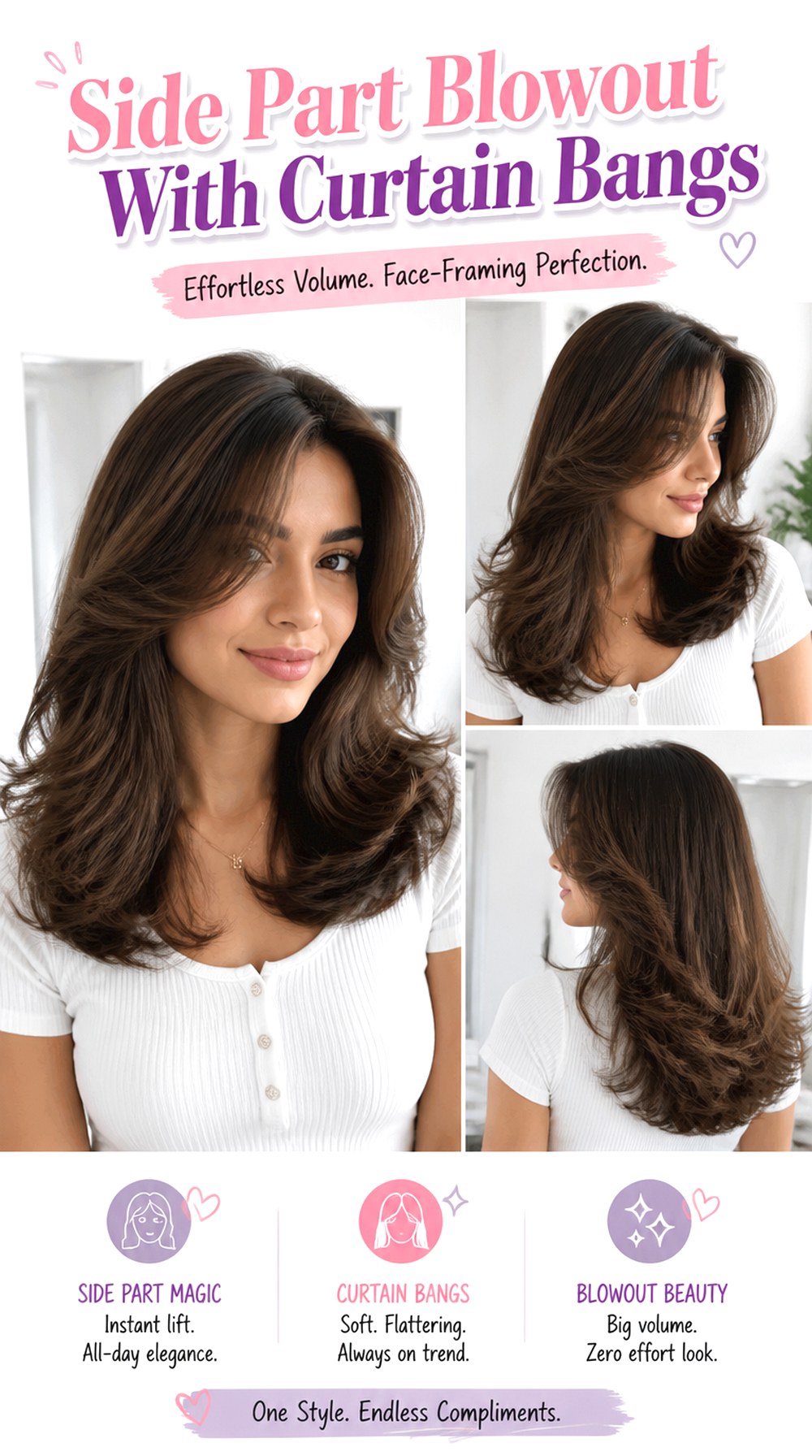 Side Part Blowout With Curtain Bangs