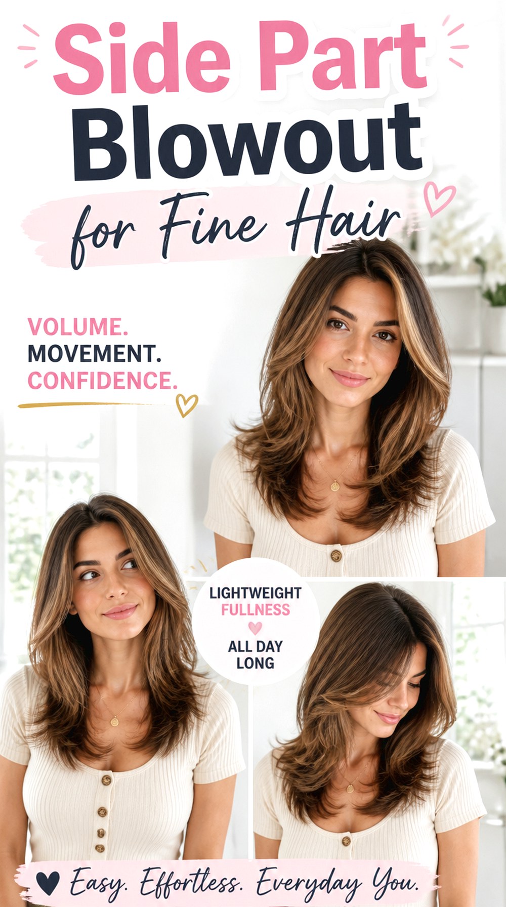 Side Part Blowout for Fine Hair