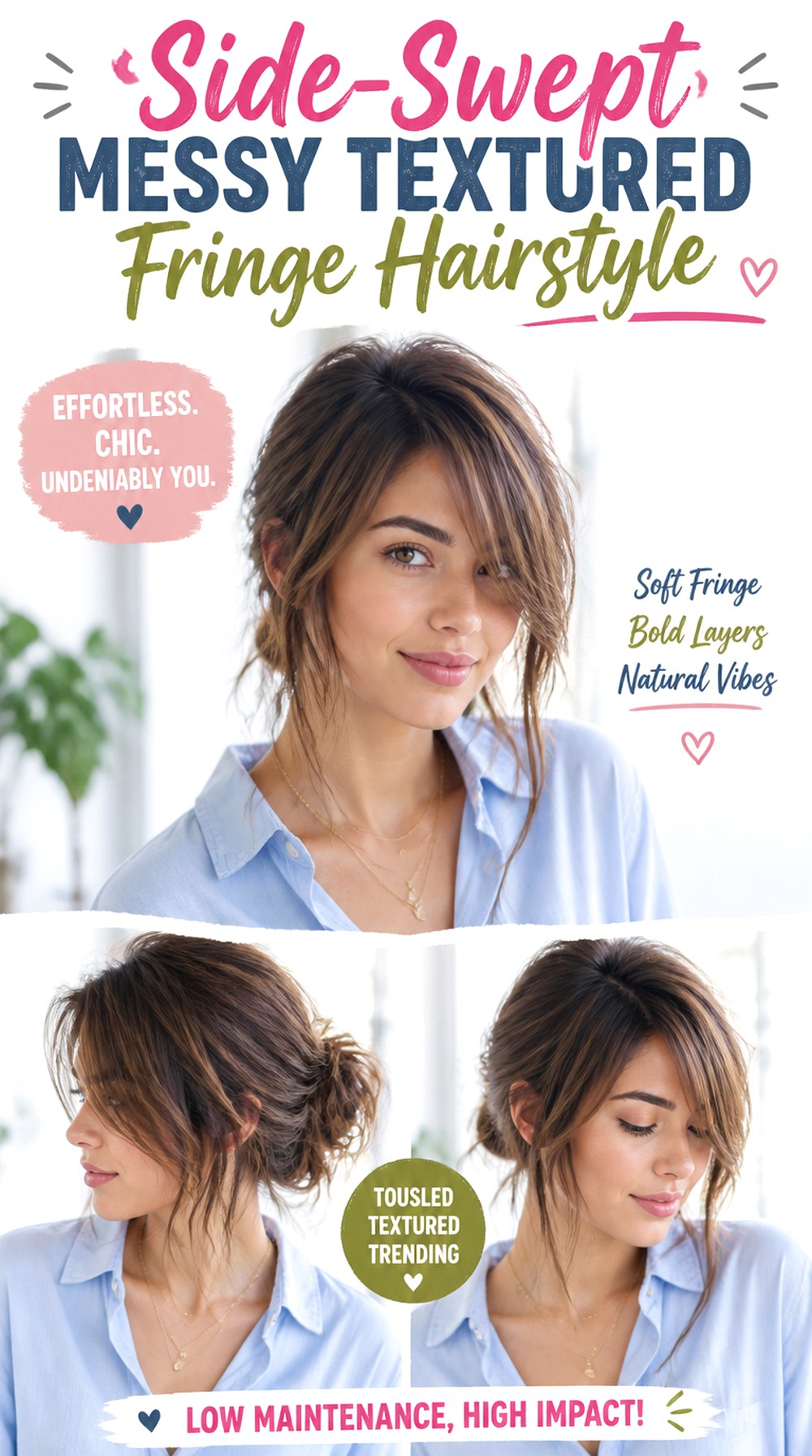 Side-Swept Messy Textured Fringe