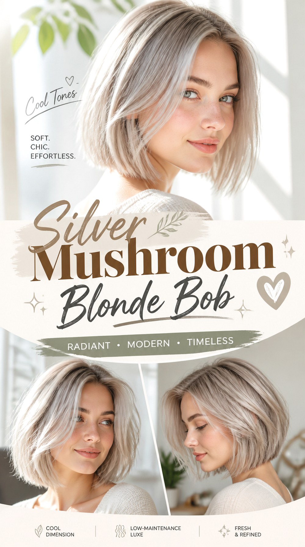 Silver Mushroom Blonde Bob