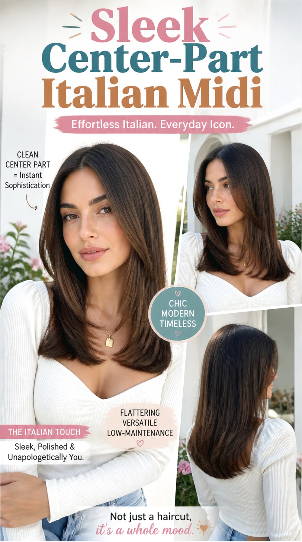 Sleek Center-Part Italian Midi