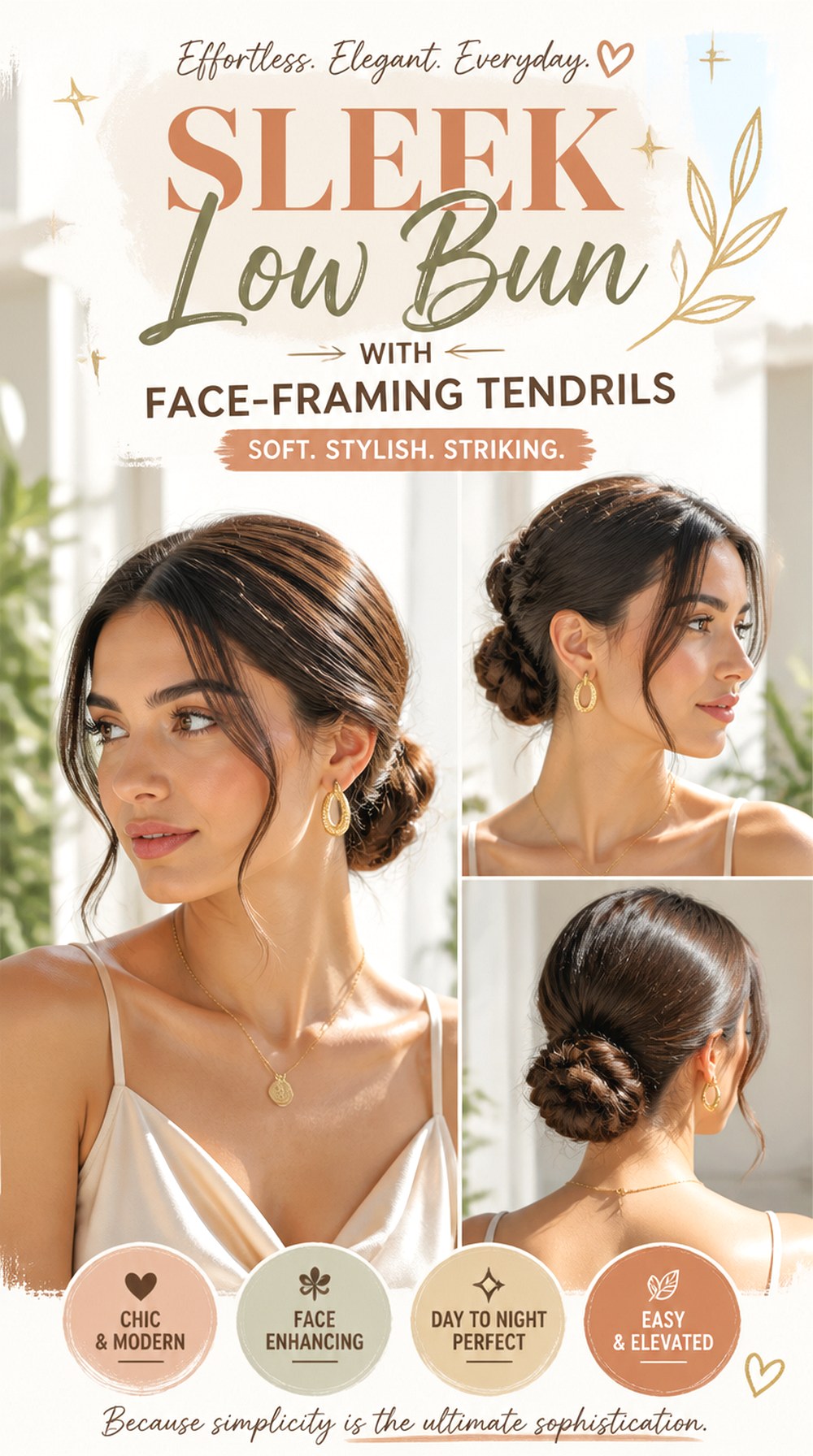 Sleek Low Bun With Face-Framing Tendrils