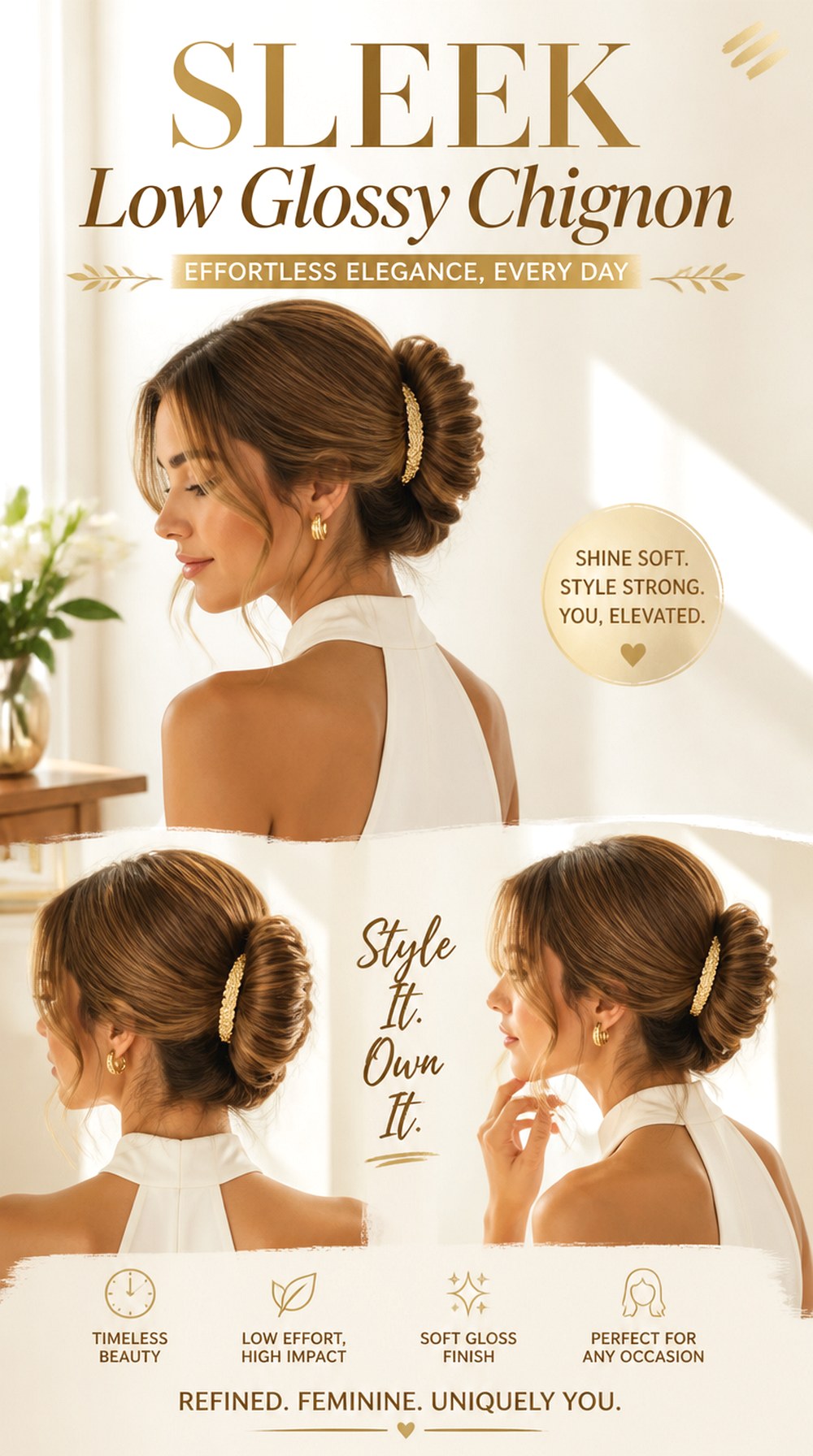 Sleek Low Glossy Chignon