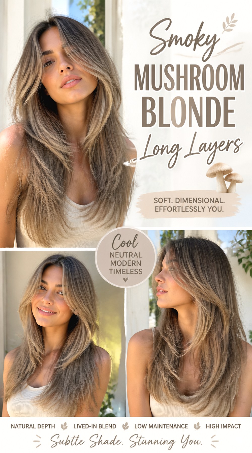 Smoky Mushroom Blonde Long Layers