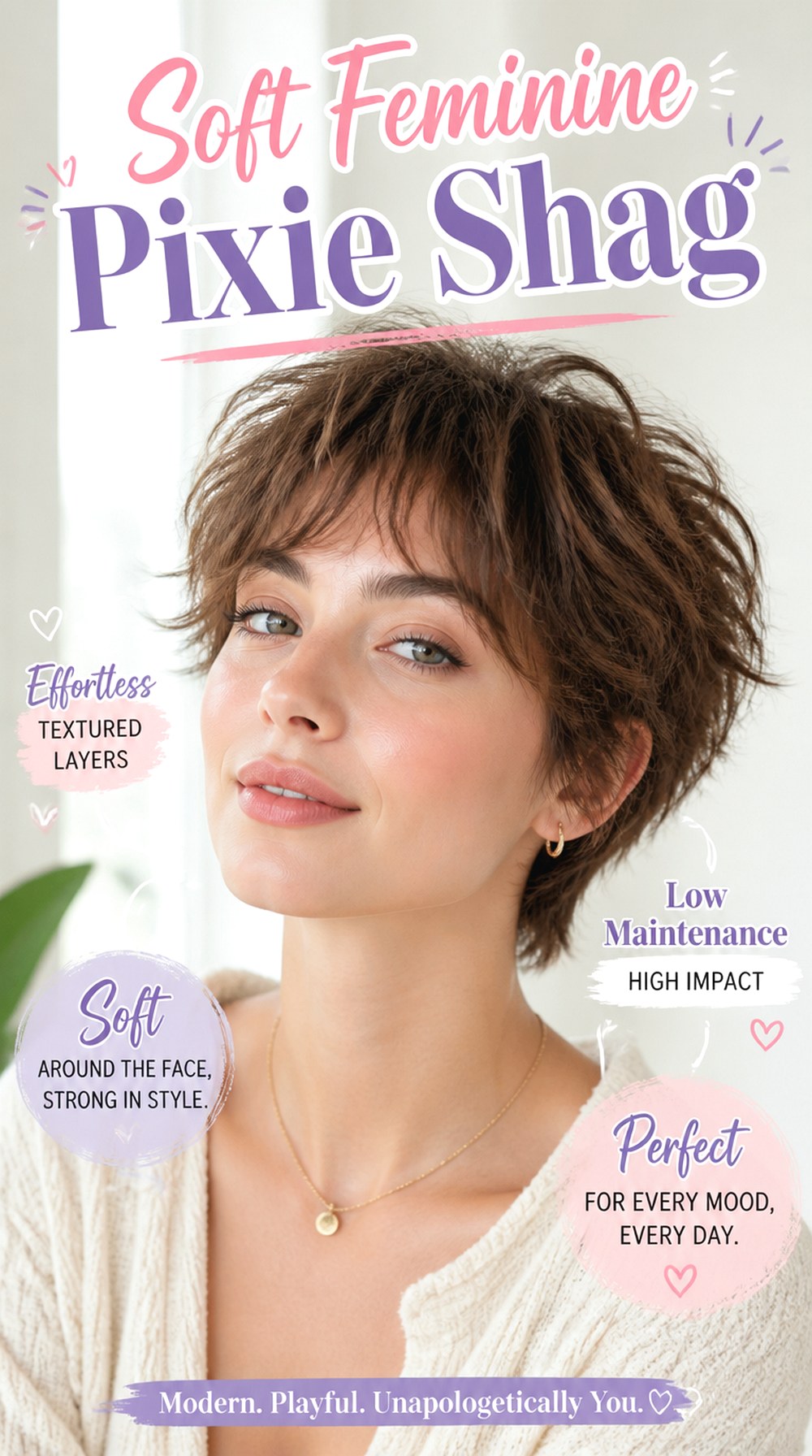 Soft Feminine Pixie Shag