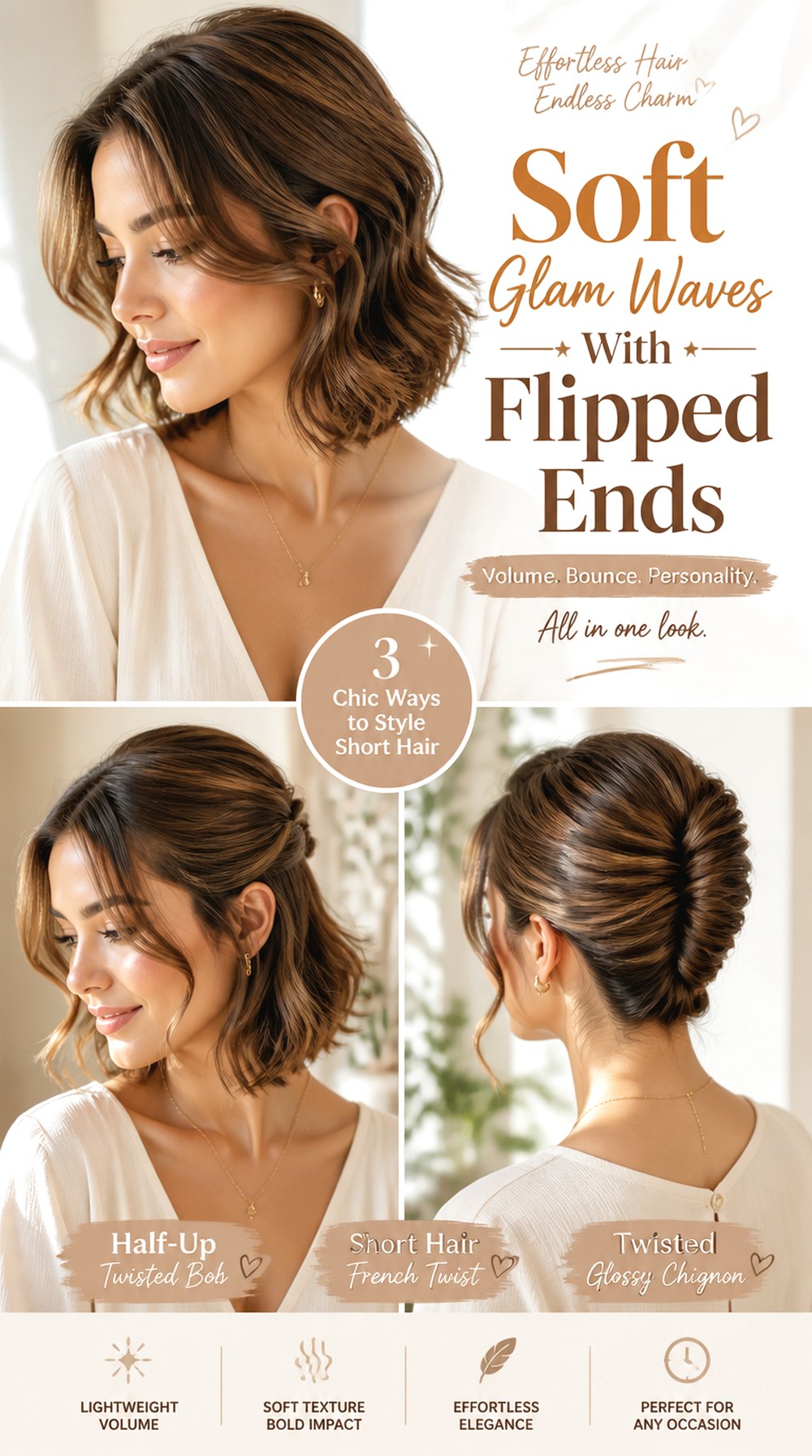 Soft Glam Waves With Flipped Ends