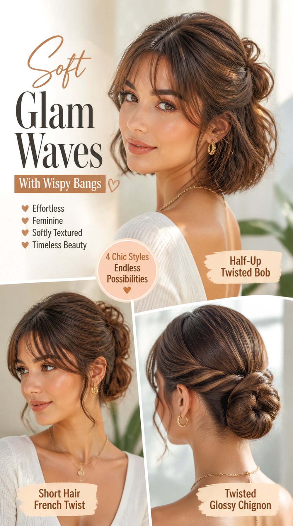 Soft Glam Waves With Wispy Bangs