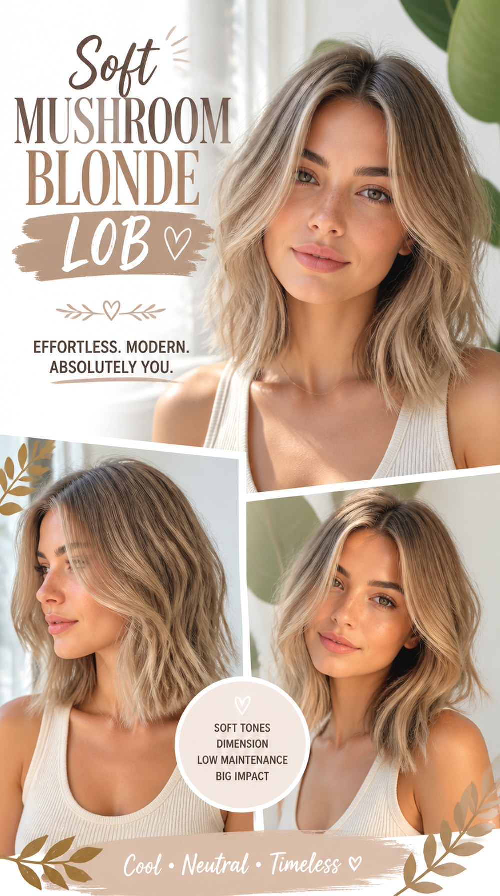 Soft Mushroom Blonde Lob