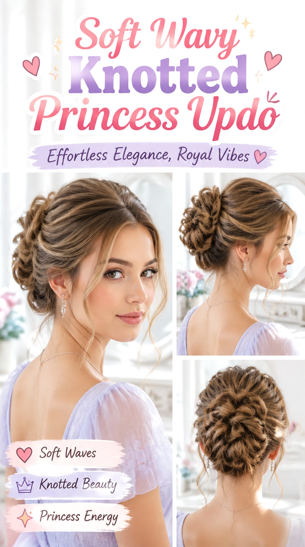 Soft Wavy Knotted Princess Updo