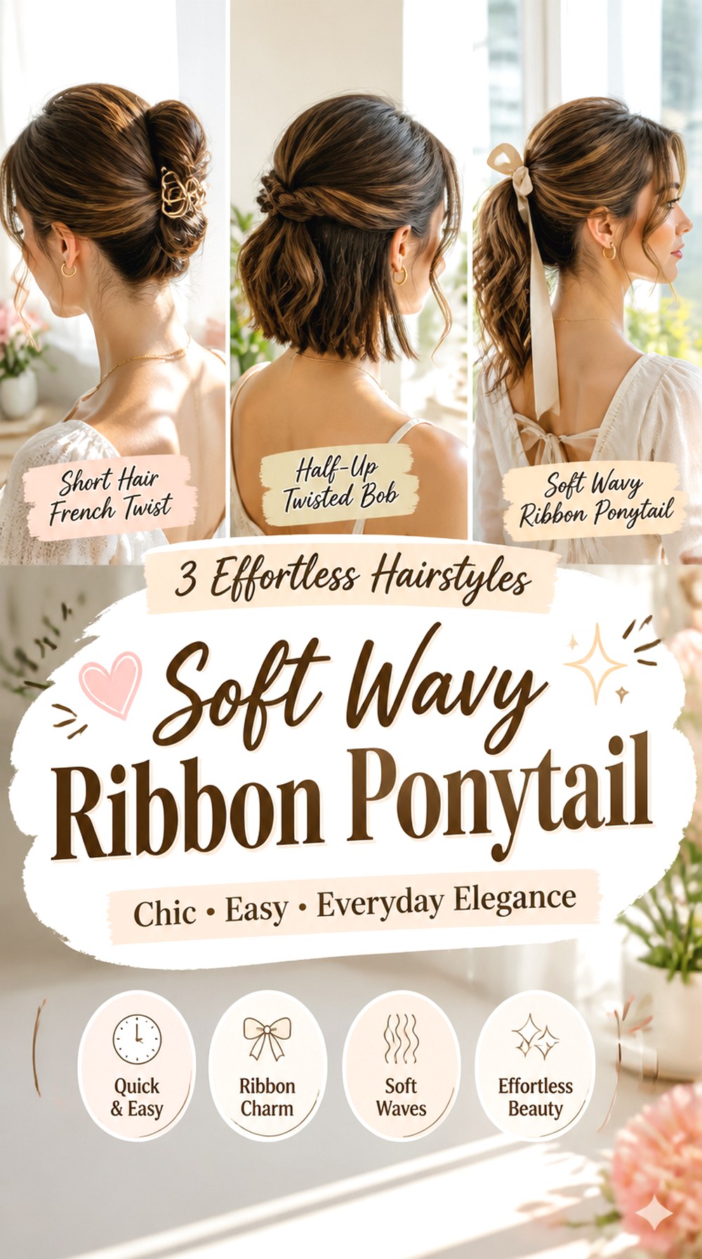 Soft Wavy Ribbon Ponytail