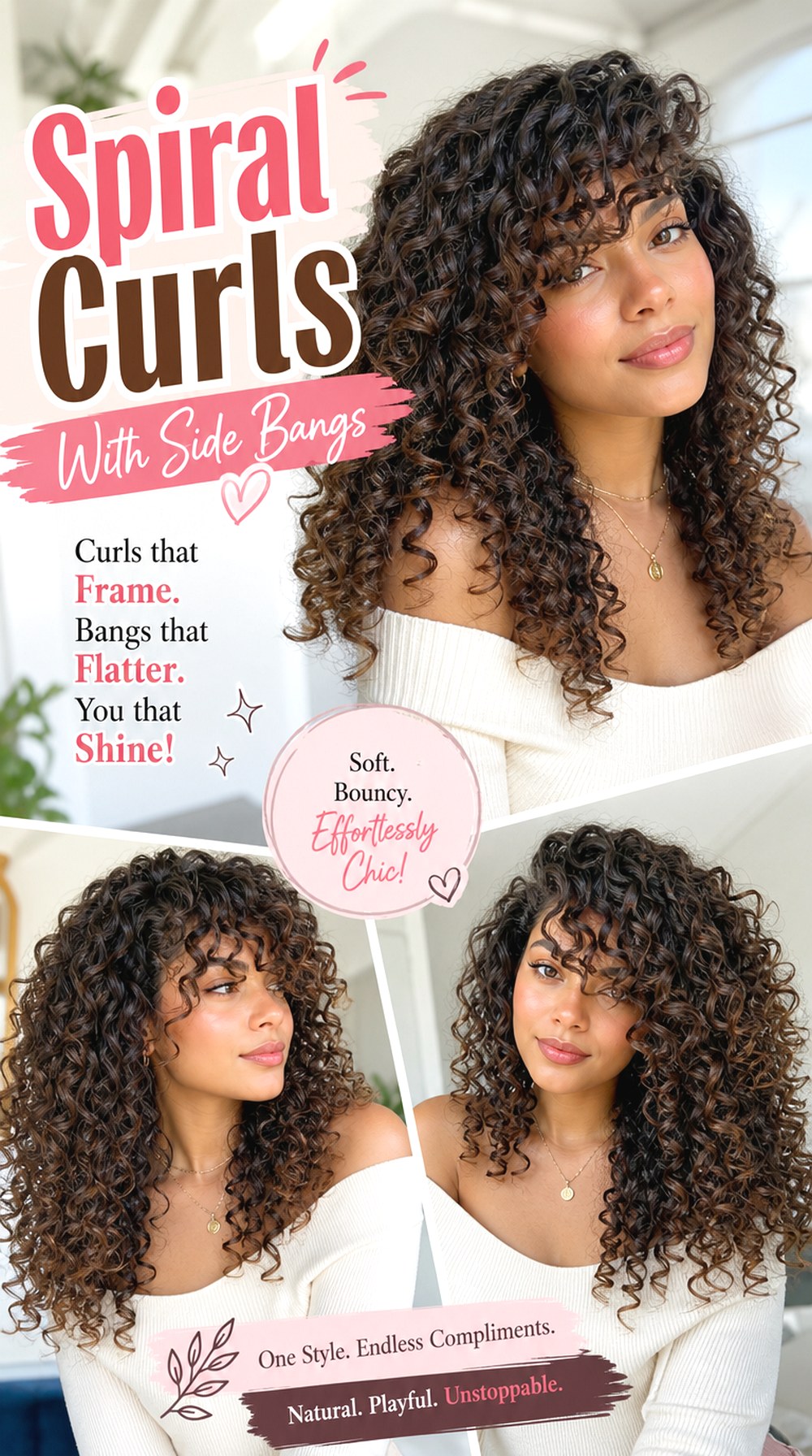 Spiral Curls With Side Bangs