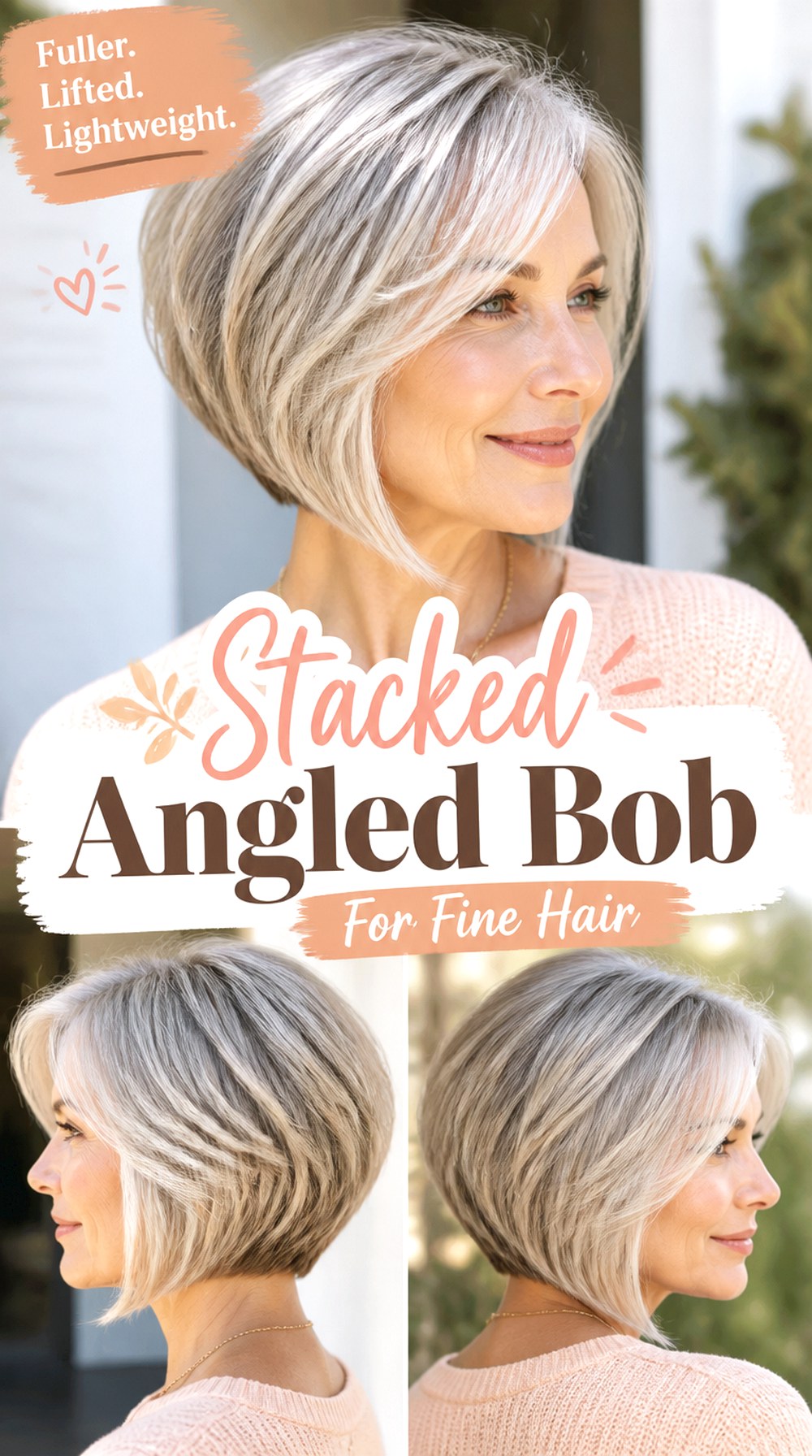 Stacked Angled Bob For Fine Hair