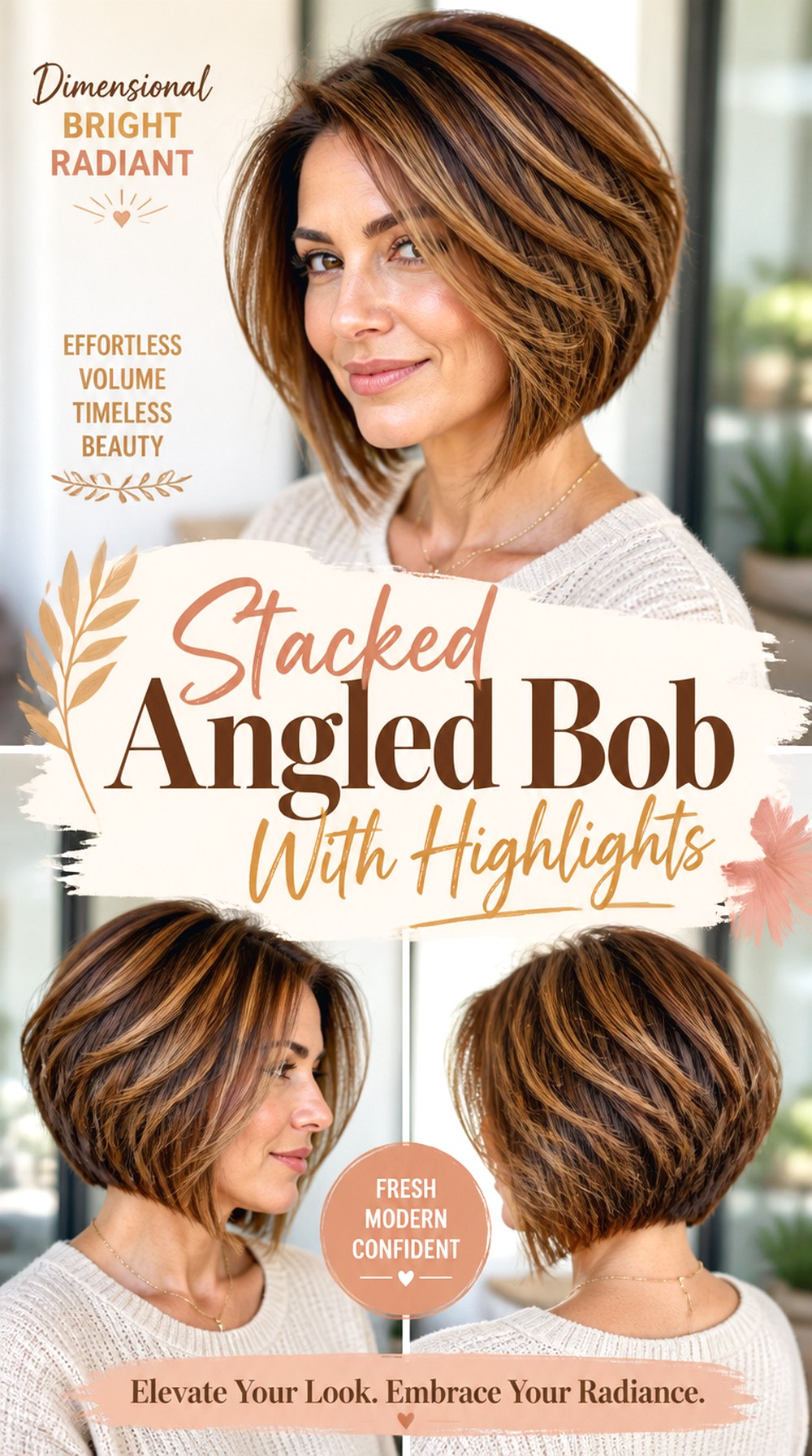 Stacked Angled Bob With Highlights