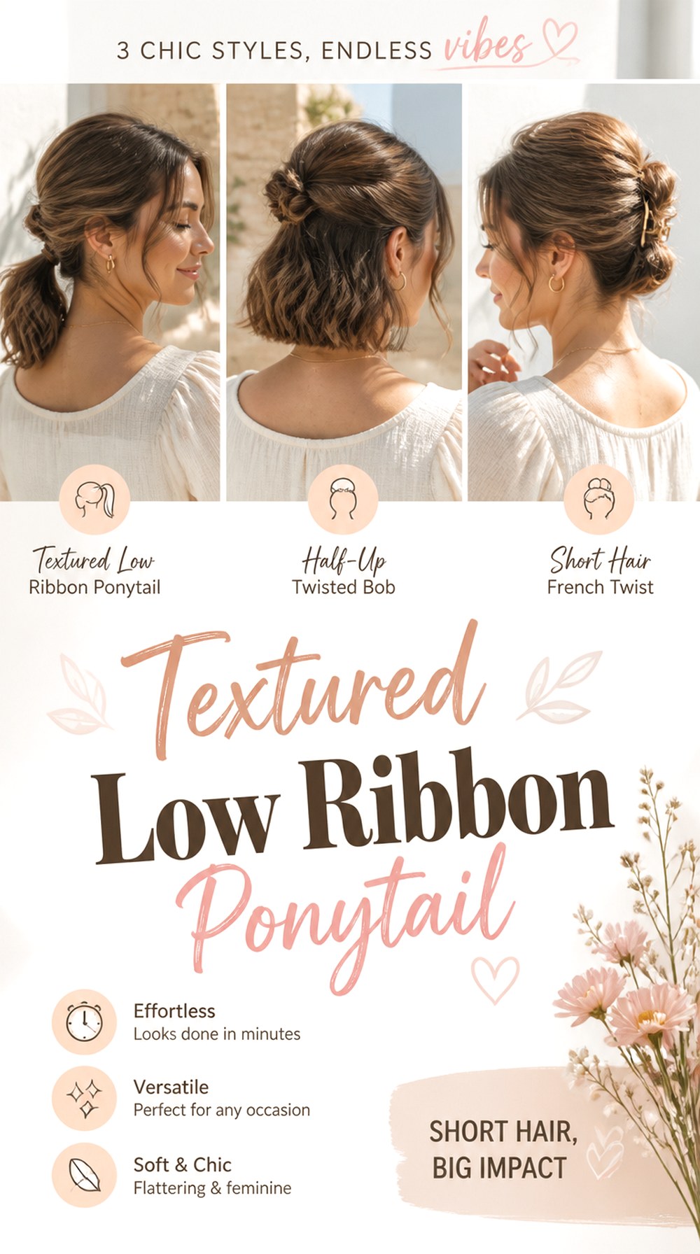 Textured Low Ribbon Ponytail