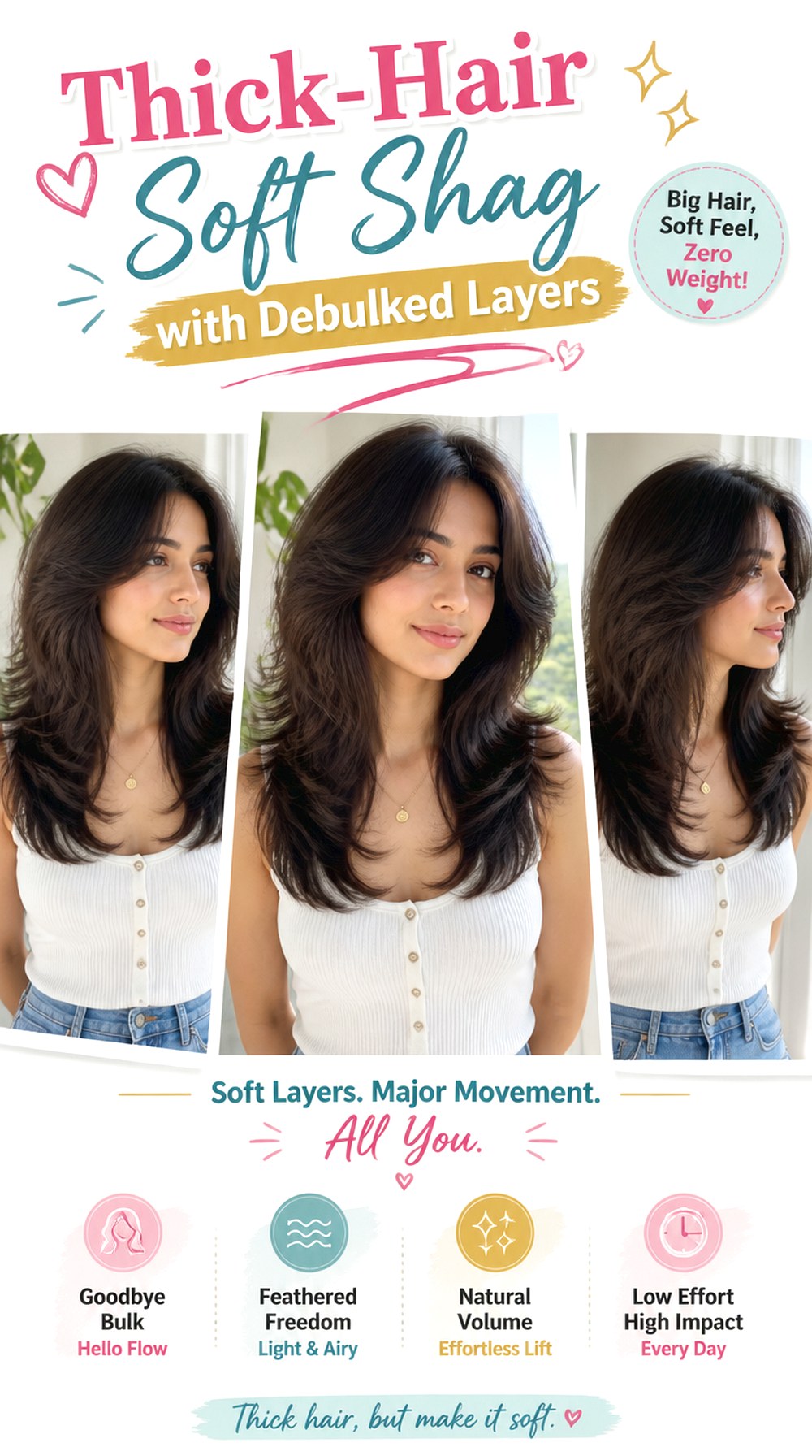 Thick-Hair Soft Shag with Debulked Layers