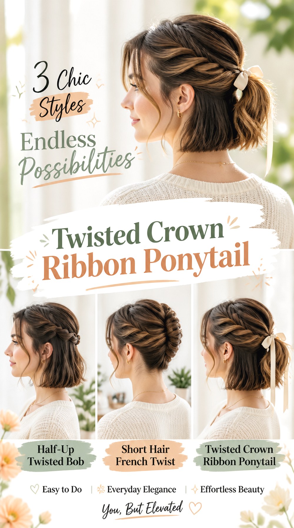Twisted Crown Ribbon Ponytail