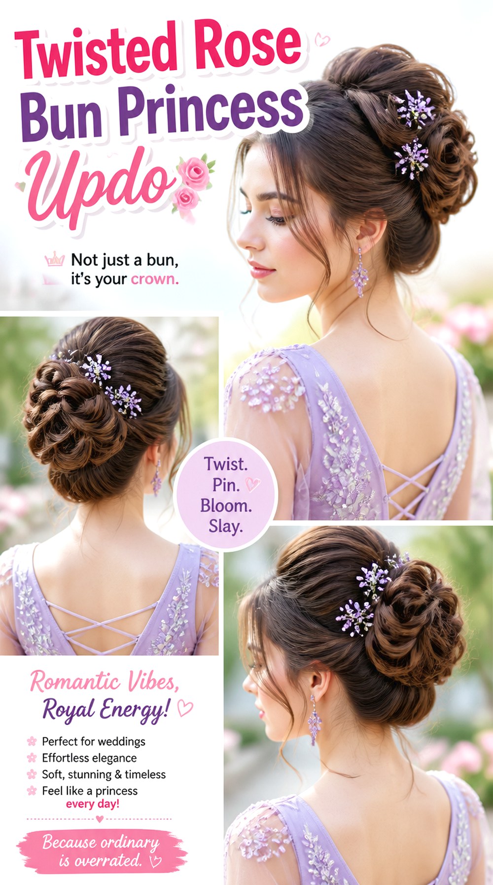 Twisted Rose Bun Princess Updo