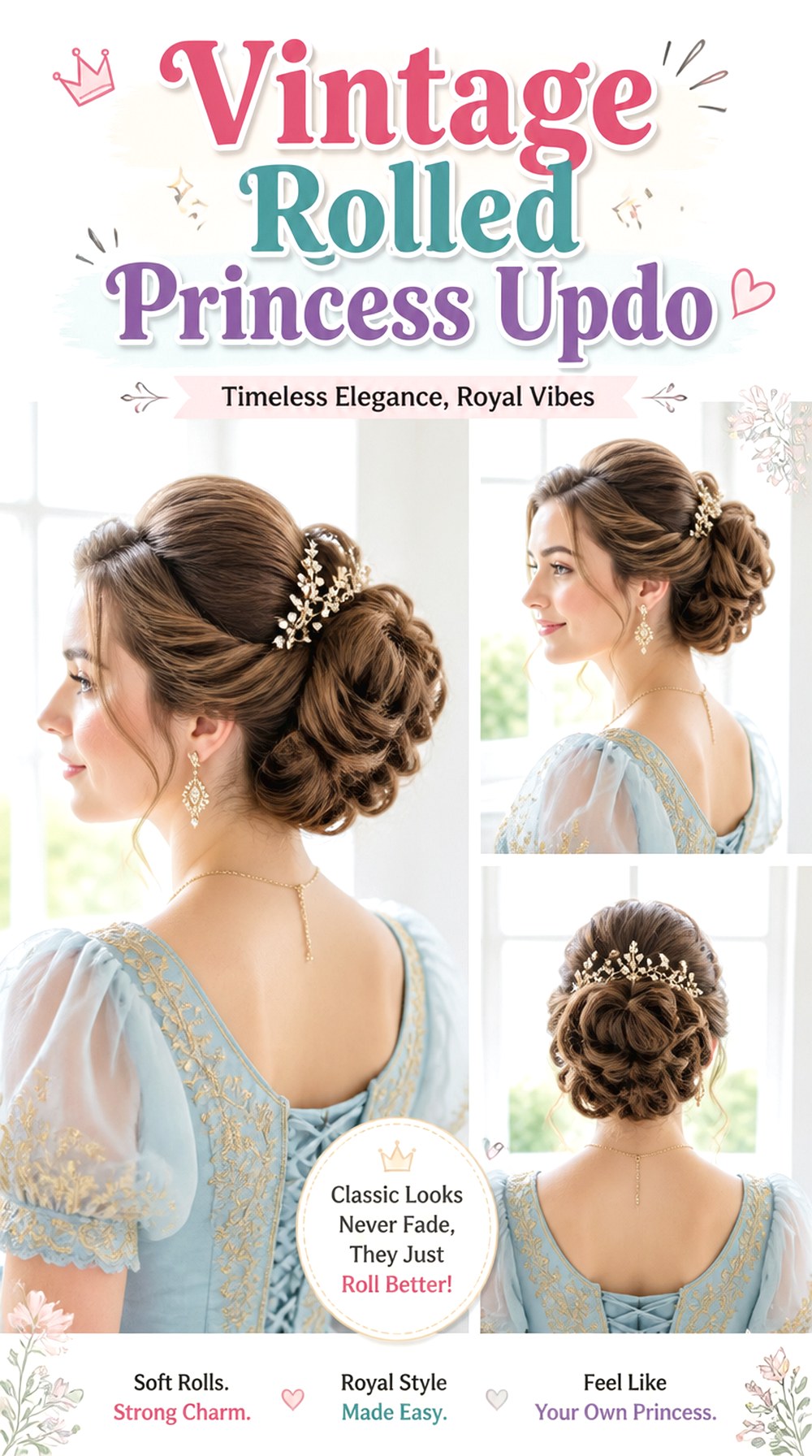 Vintage Rolled Princess Updo