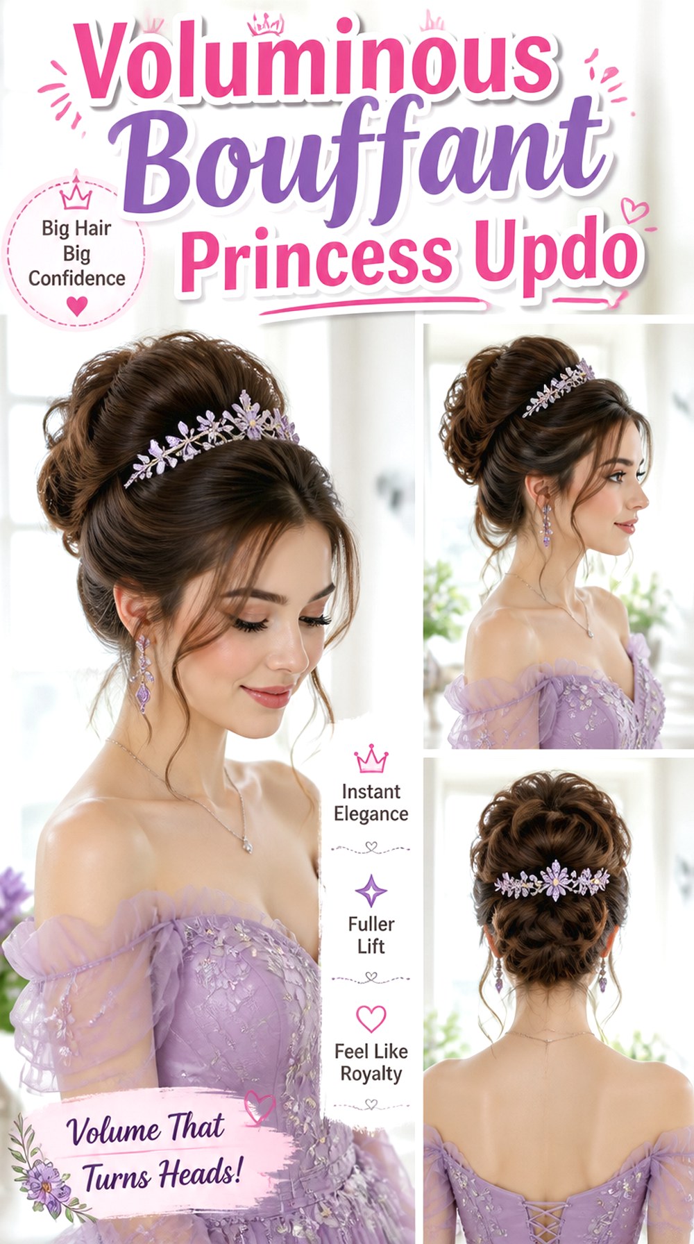 Voluminous Bouffant Princess Updo