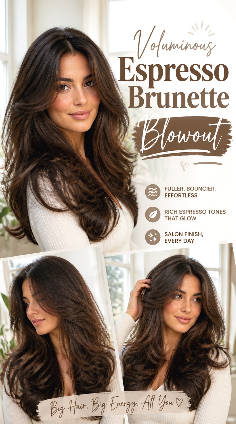 Voluminous Espresso Brunette Blowout