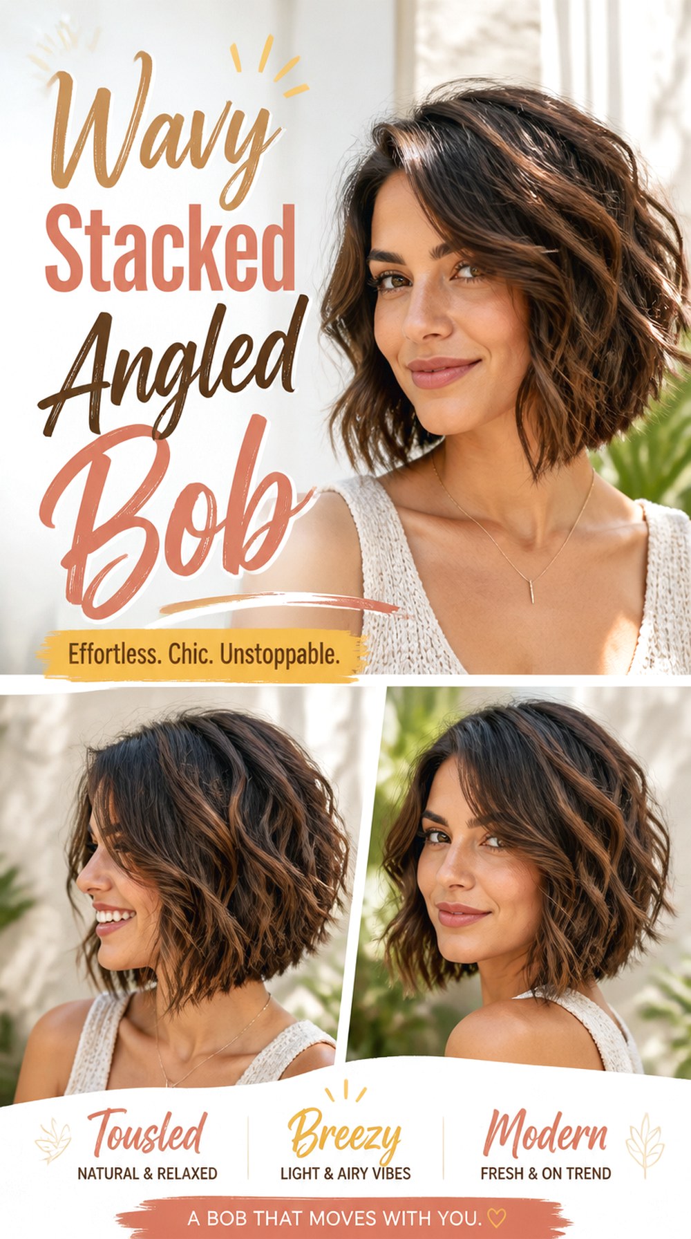 Wavy Stacked Angled Bob