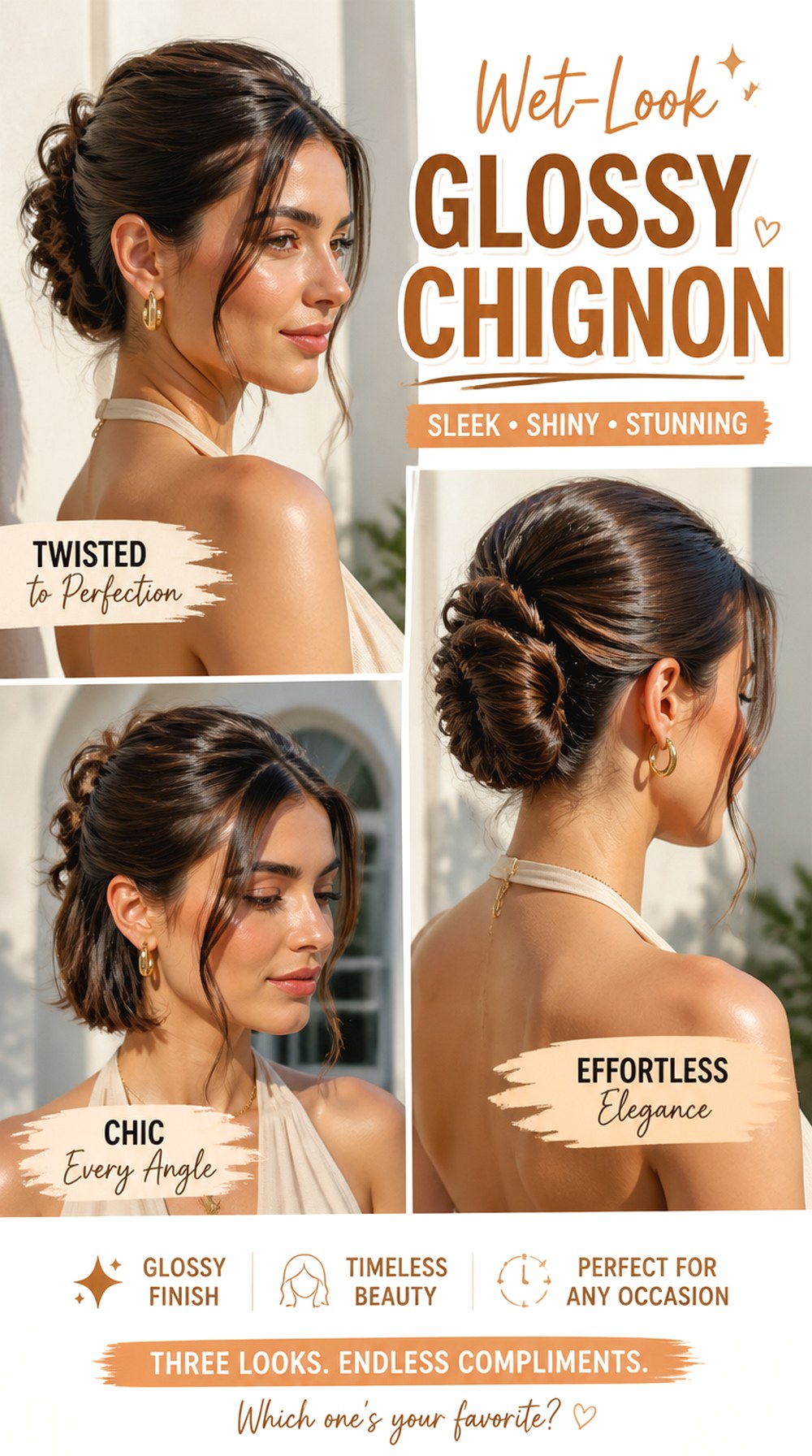 Wet-Look Glossy Chignon