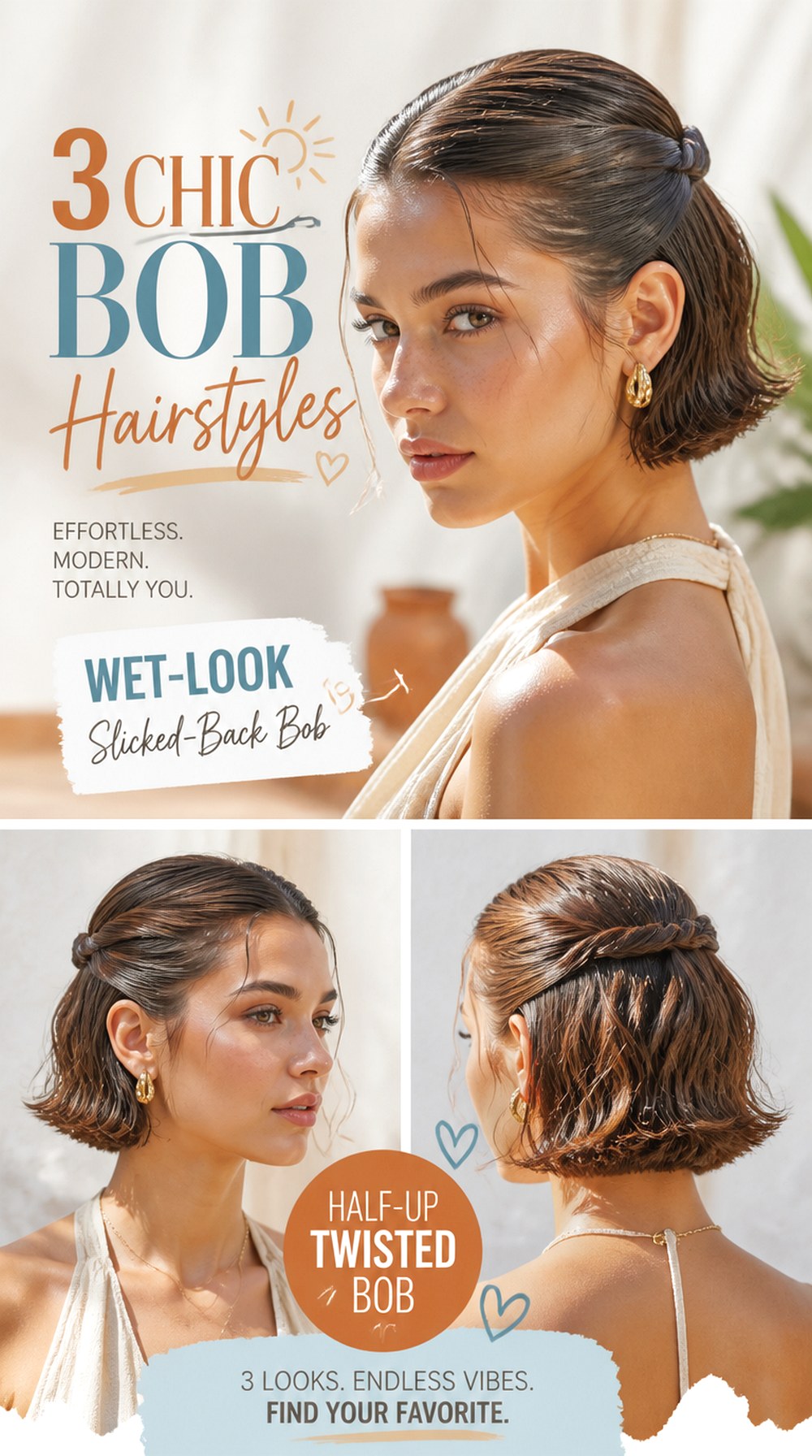 Wet-Look Slicked-Back Bob