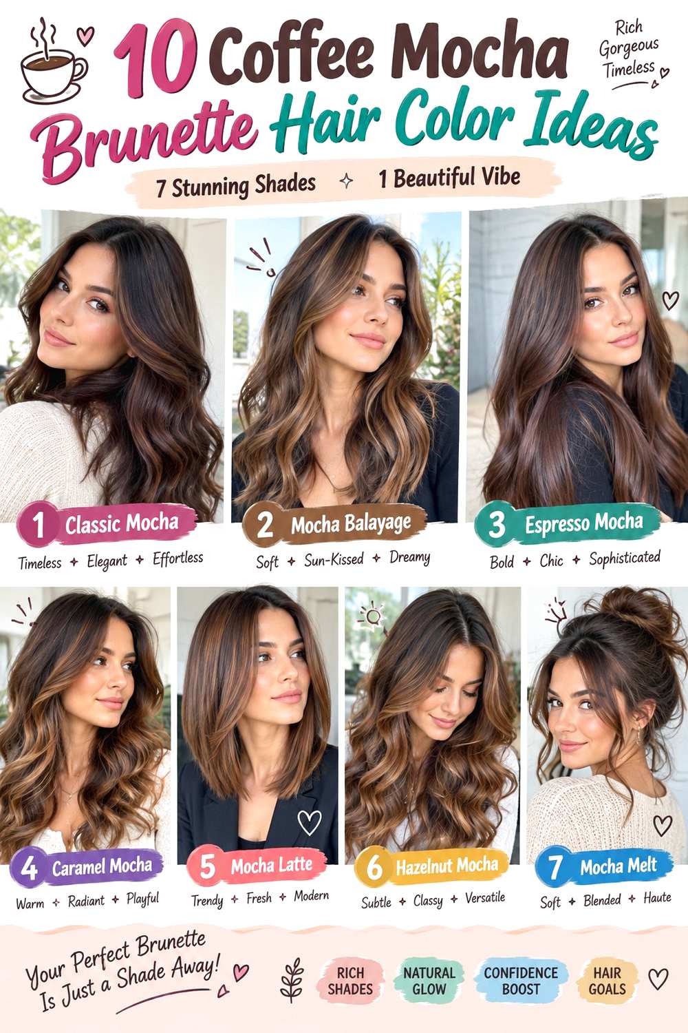 Coffee Mocha Brunette Hair Color Ideas