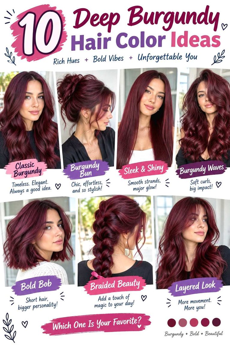 Deep Burgundy Hair Color Ideas