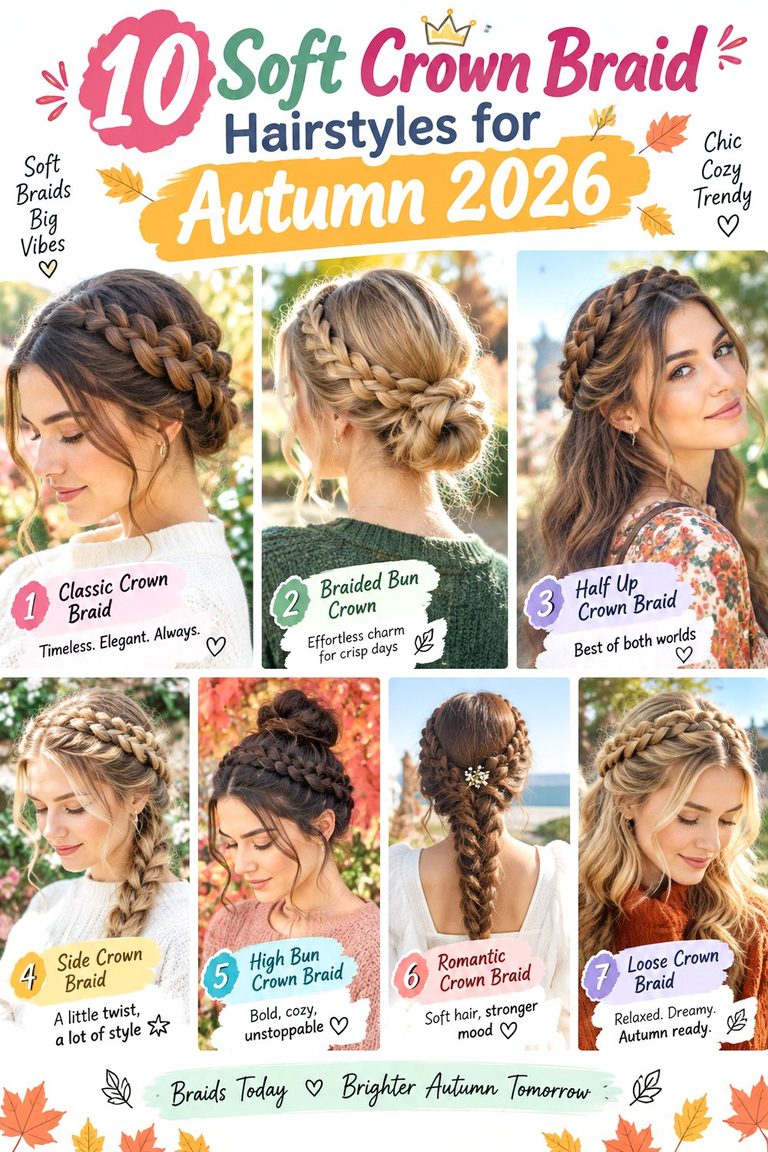 Soft Crown Braid Hairstyles for Autumn